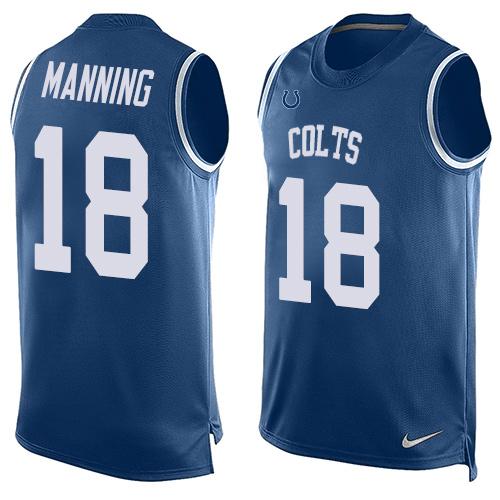 Nike Colts #18 Peyton Manning Royal Blue Team Color Men's Stitched NFL Limited Tank Top Jersey